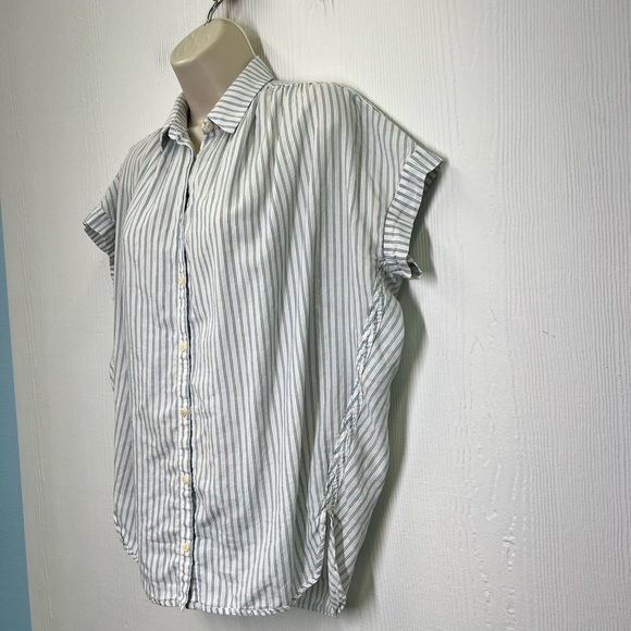 Madewell - Central Blue And White Erin Stripe Oversized Button Down Blouse XXS - Picture 9 of 15